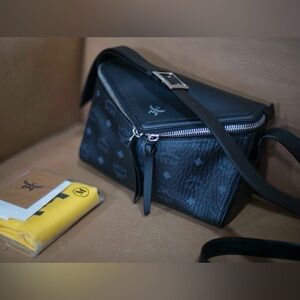 MCM Diamond Visetos Small Shoulder Bag | Black